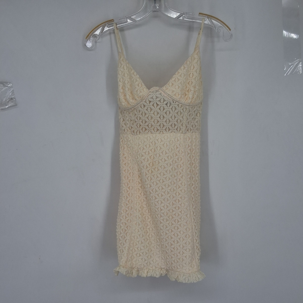 Emory Park Cream Babydoll Mini Dress Spaghetti Strap Resort Wear